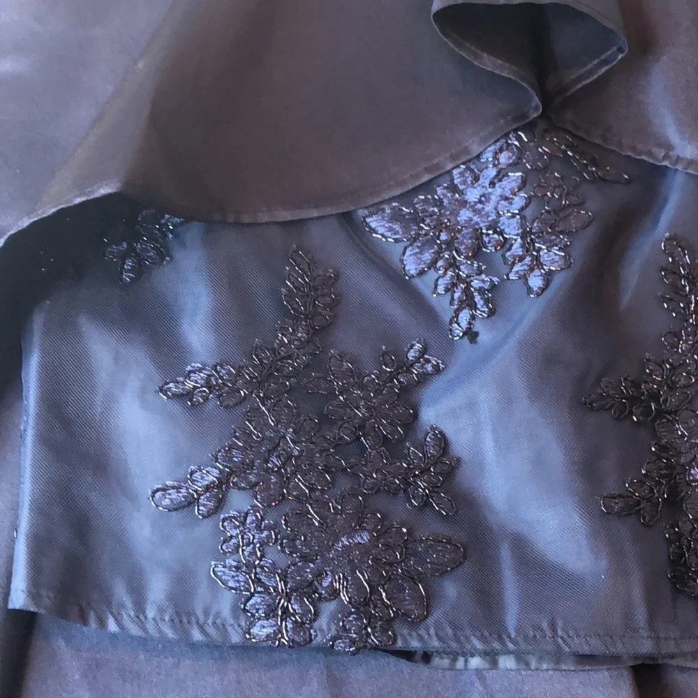 RARE EDITIONS Elegant Navy Dress with Embellishments & Floral Embroidery Girl 7